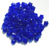 100 3x7mm Transparent Cobalt Cupped Flower Beads